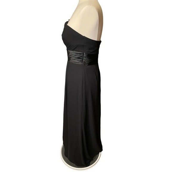 BILL LEVKOFF NEW Black One Shoulder Dress Extra Length Formal Bridesmaid 8-10 - Picture 4 of 7